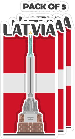 Latvia Souvenir Stickers 3-Pack - Handmade Travel Collectible Decals - Flag & Landmark Design (2" Wide (Small)) in Saudi Arabia