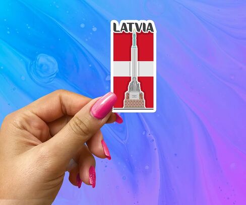 Latvia Souvenir Stickers 3-Pack - Handmade Travel Collectible Decals - Flag & Landmark Design (2" Wide (Small)) in Saudi Arabia