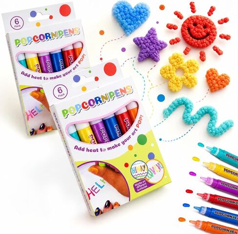 Sklight Popcorn Pens Puffy, 12PCS 3D Bubble Popcorn Drawing Pens in Saudi Arabia