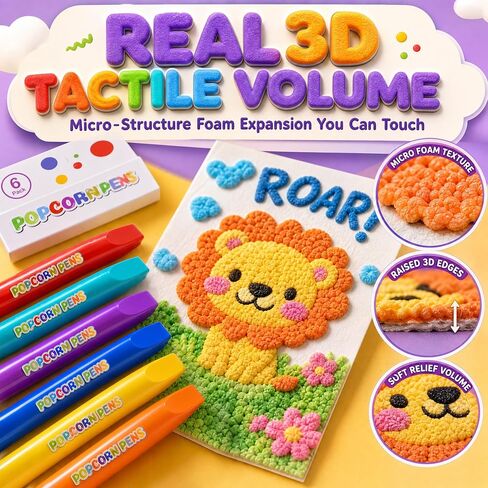Sklight Popcorn Pens Puffy, 12PCS 3D Bubble Popcorn Drawing Pens in Saudi Arabia
