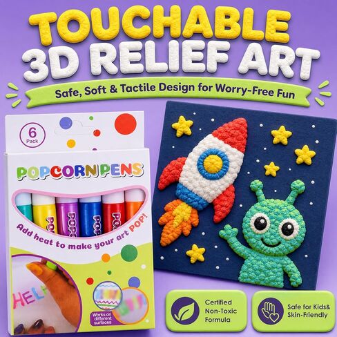 Sklight Popcorn Pens Puffy, 12PCS 3D Bubble Popcorn Drawing Pens in Saudi Arabia