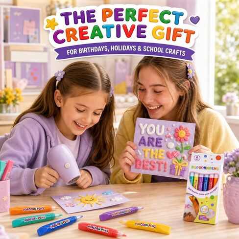 Sklight Popcorn Pens Puffy, 12PCS 3D Bubble Popcorn Drawing Pens in Saudi Arabia