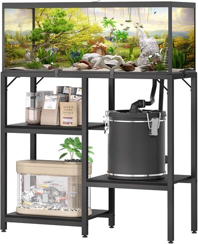20 Gallon Fish Tank Stand with Storage, Aquarium Stand for 20 Gallon Tanks, Heavy Duty Metal Frame with 3 Engineered Wood Shelves, Anti-Slip Pads, Rustic Brown in Kuwait