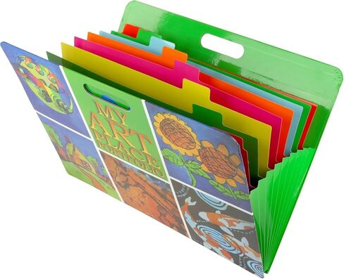 HearthSong My Art Place Expandable Color-Tabbed Portable Art Storage Portfolio with Decorative Frame, 19" x 15¼" in Kuwait