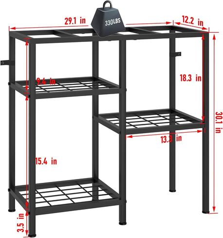 YBING Fish Tank Stand 20 Gallon Aquarium Stand Aquarium Turtle Tank Reptile Tank Stand with 3-Tier Small Metal Shelf Black in Kuwait