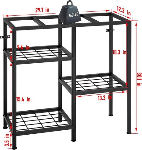 YBING Fish Tank Stand 20 Gallon Aquarium Stand Aquarium Turtle Tank Reptile Tank Stand with 3-Tier Small Metal Shelf Black in Kuwait