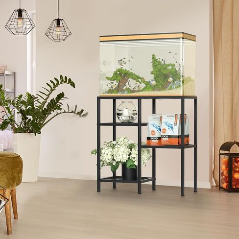 YBING Fish Tank Stand 20 Gallon Aquarium Stand Aquarium Turtle Tank Reptile Tank Stand with 3-Tier Small Metal Shelf Black in Kuwait