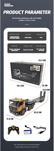 RC Semi Trailer 1:18, 30 Min Runtime, Lights, Sound, Desert Yellow in Kuwait