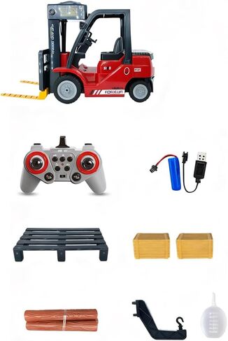 RC Forklift 1:24, Lights and Sound, Working Lift, Red in Kuwait