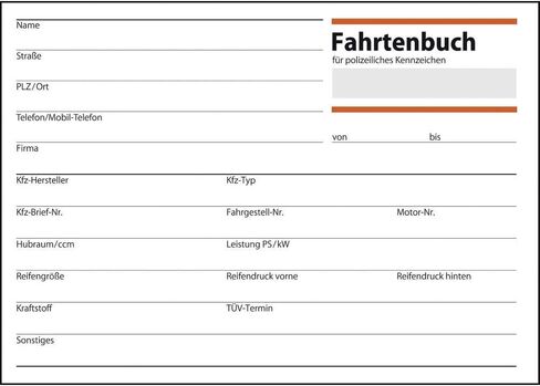 T1179 Set of 3 Journey Logs for Cars, 3 x FA614: A6 Landscape, 80 Pages, for Germany and Austria, Approved by The Financial Office in Kuwait