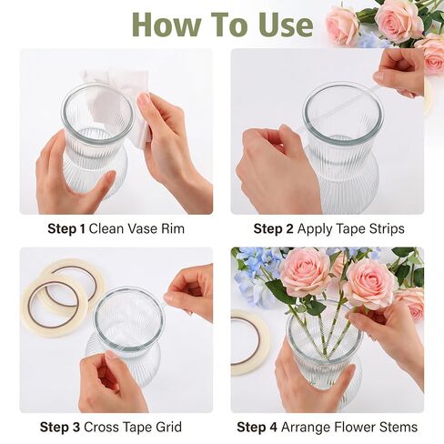 2Rolls Clear Floral Tape 1/4In x 36Yd Waterproof Florist Tape for Vase in Kuwait