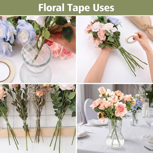 2Rolls Clear Floral Tape 1/4In x 36Yd Waterproof Florist Tape for Vase in Kuwait
