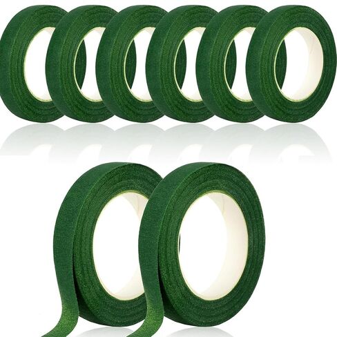 8 Rolls Floral Tape, 1/2" x 20 Yards Professional Green Floral Tape for Flowers, Durable Florist Tape for Bouquet Stem Wrapping, Wedding Arrangements & Floral Crafts (Dark Green) in Kuwait