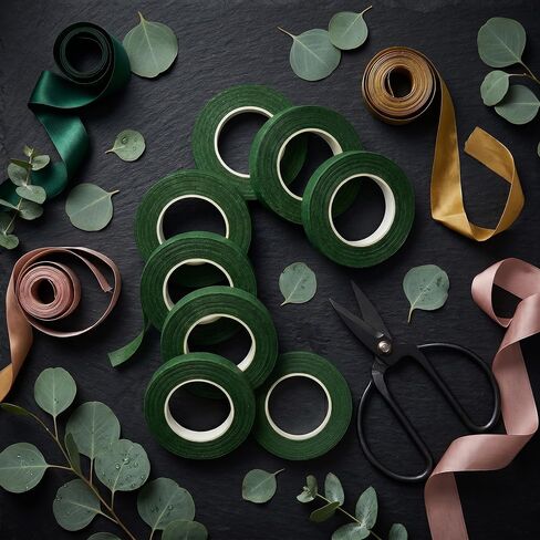 8 Rolls Floral Tape, 1/2" x 20 Yards Professional Green Floral Tape for Flowers, Durable Florist Tape for Bouquet Stem Wrapping, Wedding Arrangements & Floral Crafts (Dark Green) in Kuwait