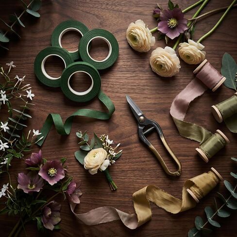 8 Rolls Floral Tape, 1/2" x 20 Yards Professional Green Floral Tape for Flowers, Durable Florist Tape for Bouquet Stem Wrapping, Wedding Arrangements & Floral Crafts (Dark Green) in Kuwait