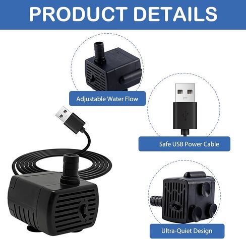 2 Pack USB Water Pump, 5V Mini Submersible Pump with 1M Tubing in Kuwait