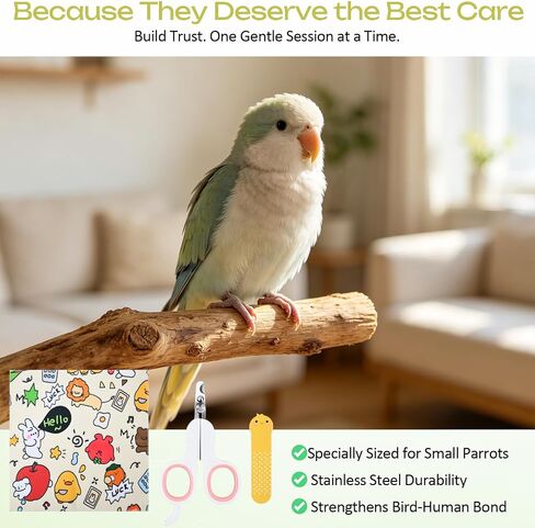 3in1 Multifunctional Parrot Grooming Set,Include Self Adhesive Parrot Grooming Wrap,Precision Bird Nail Clippers and Gentle Nail file for Parakeets,Lovebirds,Budgies,Cockatiels and Other Small Parrots in Kuwait