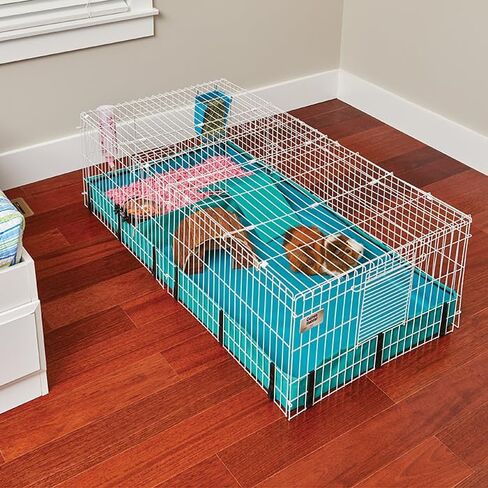 MidWest Homes for Pets Guinea Habitat Plus Cage, Includes Divider Panel and Hinged Top, Washable PVC Canvas Bottom, Expandable Small Animal Cage for Guinea Pigs, 171GHP in Saudi Arabia