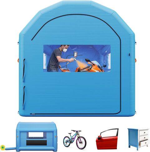VEVOR Inflatable Paint Booth, 13 x 10 x 9 ft, Portable Spray Booth with 750W Powerful Blower and Large Filter Cotton, Arched Roof Blow Up Painting Tent for Bike, Motorcycle, and Furniture, Gray in Kuwait