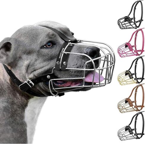 BRONZEDOG Pitbull Wire Basket Muzzle for Amstaff, Large Dogs (Steel) in Kuwait