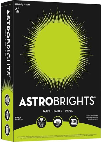Neenah Astrobrights Bright Color Paper, 8 1/2in. x 11in., 24 Lb, FSC Certified, Terra Green, Ream Of 500 Sheets, 21588 in Kuwait