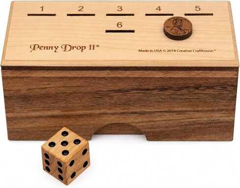 Creative Crafthouse Penny Drop II Game - Maple Lid with Solid Wood Box - Fun Family Dice Game in Saudi Arabia