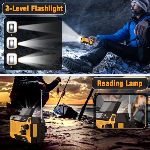 Emergency Crank Weather Radio, AM/FM/NOAA Hand Crank Portable Solar Radio with SOS Alarm, Battery Operated, LED Flashlight & Reading Lamping, 2000mAh Power Bank for Emergency Phone Charge Green in Saudi Arabia