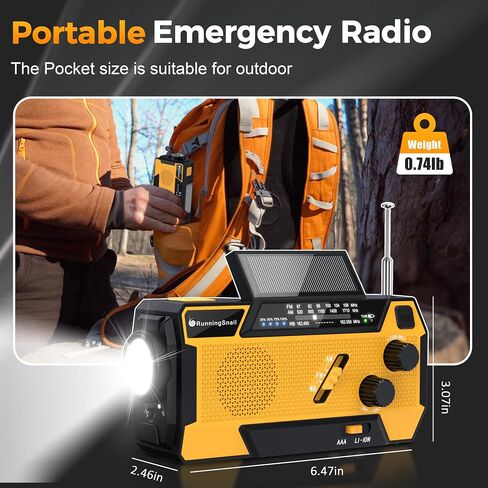 Emergency Crank Weather Radio, AM/FM/NOAA Hand Crank Portable Solar Radio with SOS Alarm, Battery Operated, LED Flashlight & Reading Lamping, 2000mAh Power Bank for Emergency Phone Charge Green in Saudi Arabia