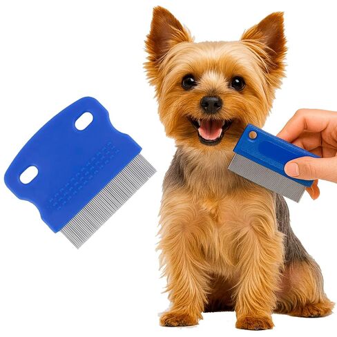 Pets&Goods Tear Stain & Flea Remover Comb Set for Dogs & Cats – Stainless Steel Eye Grooming Tool for Stains, Crust & Mucus – Gentle, Safe, Reusable – Pack of 2 in Kuwait