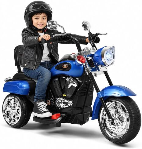 HONEY JOY Kids Motorcycle, 6V Battery Powered Toddler Chopper Motorbike Ride On Toy w/Horn & Headlight, Foot Pedal, 3-Wheel Mini Electric Motorcycle for Kids, Gift for Boys Girls(White) in Kuwait