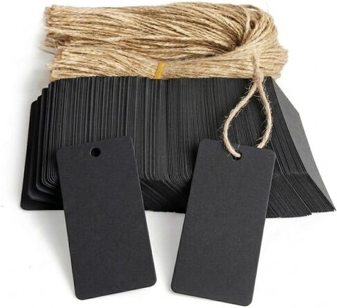 200-Pack 3.1x1.6 Inch White Cardstock Hang Tags with 200 Natural Jute Twine Strings - 350GSM Heavy-Duty Eco-Friendly Tags for Product Labeling, Gift Packaging and Crafts in Kuwait