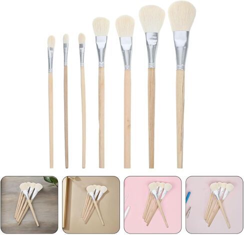7 Pcs Wool Paint Mop Brush with Wooden Handle in Kuwait