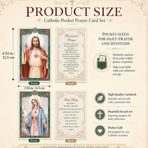 Marspark 20 Pcs Our Father Prayer and Hail Mary Catholic Prayer Cards in Kuwait