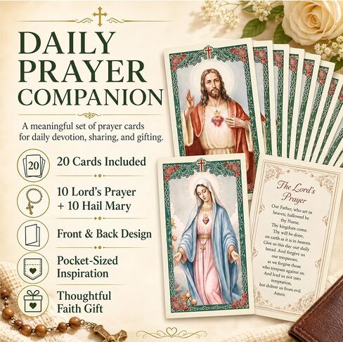 Marspark 20 Pcs Our Father Prayer and Hail Mary Catholic Prayer Cards in Kuwait