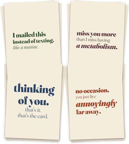 Hat Acrobat Funny Thinking of You Cards - 24 Unique Deadpan Designs with a Warm Message Inside - Assortment of Just Because and Miss You Cards with Envelopes in Saudi Arabia