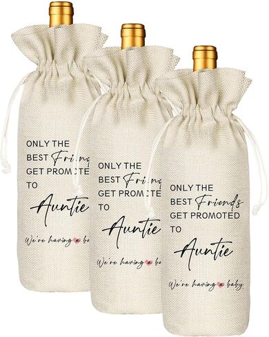 Pregnancy Announcement Wine Bag, Wine Bag for Auntie, Promoted to Auntie in Saudi Arabia