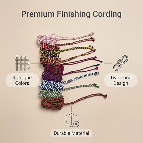 9PCS Self Finishing Needlepoint Cording 9 Colors Two Tone Twisted Cord Trim 0.16 Inch x 16.4 FT Needlepoint Finishing Supplies in Kuwait