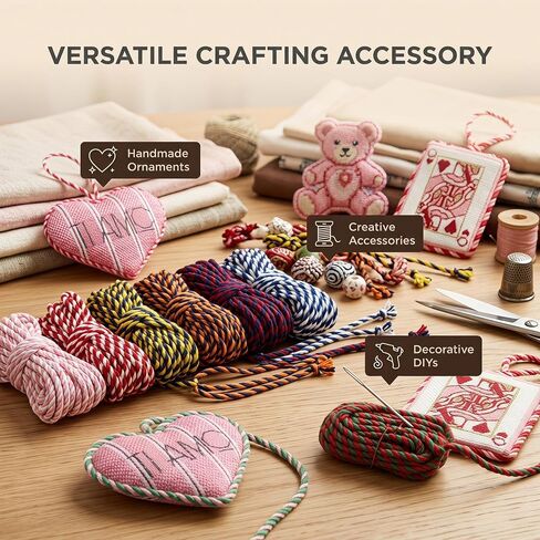 9PCS Self Finishing Needlepoint Cording 9 Colors Two Tone Twisted Cord Trim 0.16 Inch x 16.4 FT Needlepoint Finishing Supplies in Kuwait