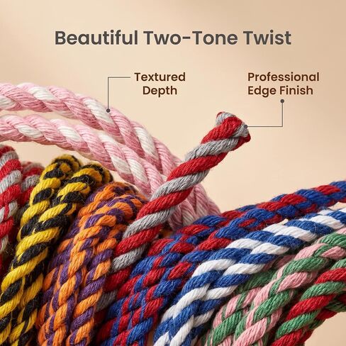 9PCS Self Finishing Needlepoint Cording 9 Colors Two Tone Twisted Cord Trim 0.16 Inch x 16.4 FT Needlepoint Finishing Supplies in Kuwait