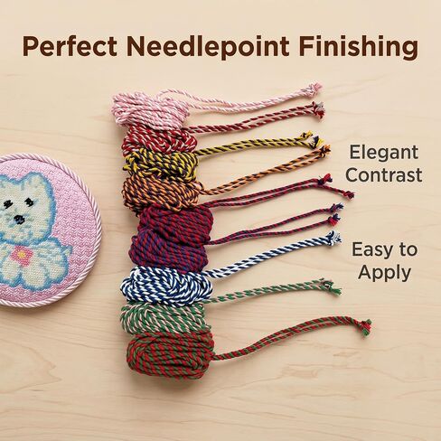 9PCS Self Finishing Needlepoint Cording 9 Colors Two Tone Twisted Cord Trim 0.16 Inch x 16.4 FT Needlepoint Finishing Supplies in Kuwait