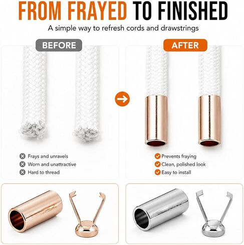 Metal Cord End Caps, 48 Pcs, 7 mm, 4 Colors in Kuwait