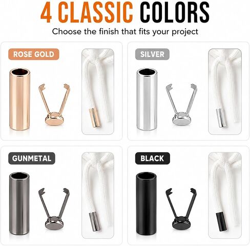 Metal Cord End Caps, 48 Pcs, 7 mm, 4 Colors in Kuwait