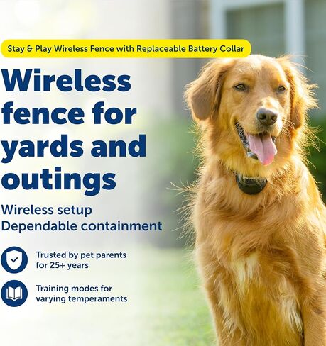 نظام احتواء الحيوانات الأليفة اللاسلكي من PetSafe + بطاريتين بديلتين - سياج كهربائي لاسلكي أصلي للكلاب - من الشركة الأم للعلامة التجارية غير المرئية للسياج - يغطي مساحة تصل إلى 1/2 فدان - للحيوانات الأليفة التي يبلغ وزنها 8 أرطال فما فوق in Kuwait