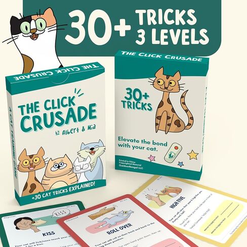 OutdoorBengal The Click Crusade (لعبة بطاقات تدريب القطط، تدريب النقر للقطط لتصحيح السلوك، وحيل التدريس والترابط مع قطتك الصغيرة، تتضمن دليل تدريب القطط in Kuwait