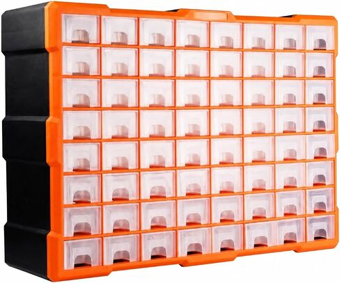 64-Compartment Parts Organizer Cabinet Versatile Freestanding Hardware Storage Cabinet with Pull-out Drawers Compact for Crafters in Saudi Arabia