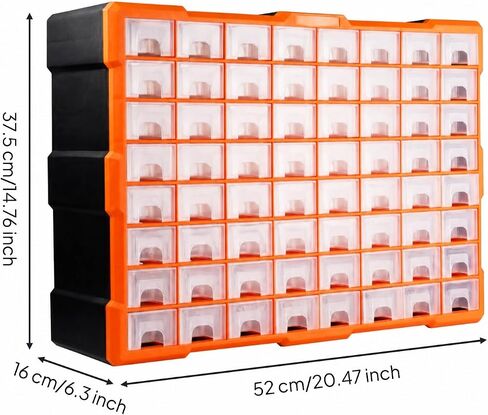 64-Compartment Parts Organizer Cabinet Versatile Freestanding Hardware Storage Cabinet with Pull-Out Drawers Compact for Workshop in Kuwait