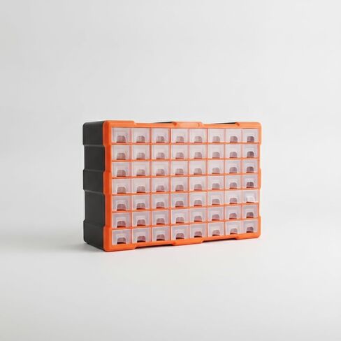 64-Compartment Parts Organizer Cabinet Versatile Freestanding Hardware Storage Cabinet with Pull-Out Drawers Compact for Workshop in Kuwait