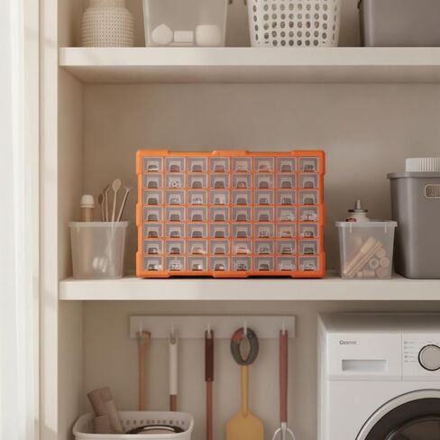 64-Compartment Parts Organizer Cabinet Versatile Freestanding Hardware Storage Cabinet with Pull-Out Drawers Compact for Workshop in Kuwait