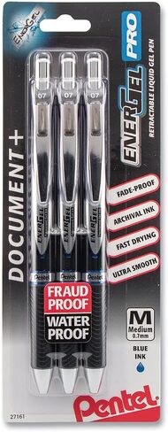 قلم حبر جل دائم من Pentel EnerGel Pro، (0.7 مم) ألوان متنوعة، 3 عبوات (BLP77BP3M) in Kuwait