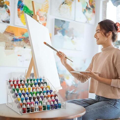 Paint Organizer 7-Layer Clear Rack for 56 Bottles in Kuwait